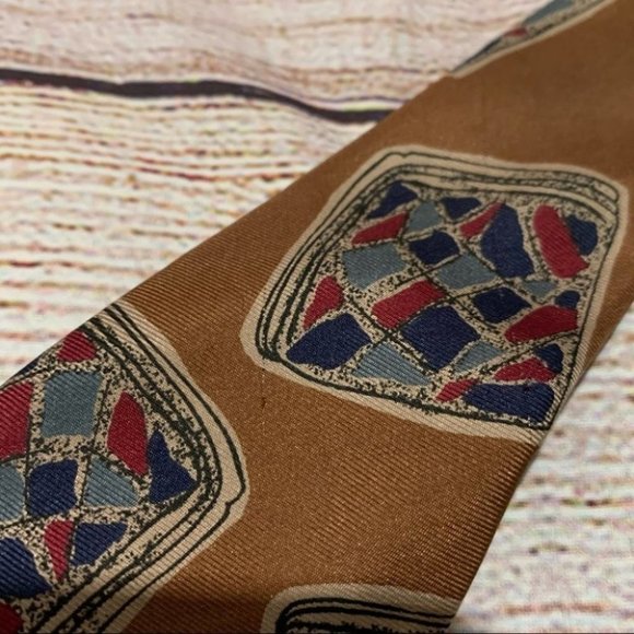 Vintage Dior Brown Pattern Silk Tie - Picture 4 of 5